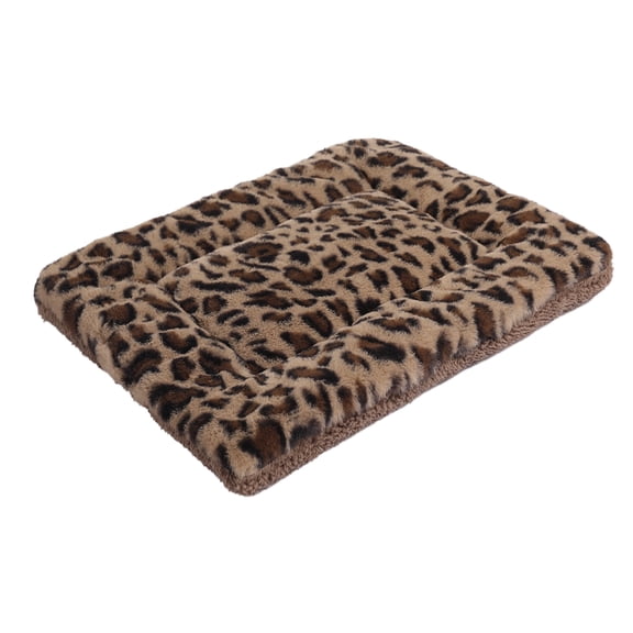 Sennaux Pet Bed Crate Mat Reversible Pad Leopard Pattern for Cat Dog, Large