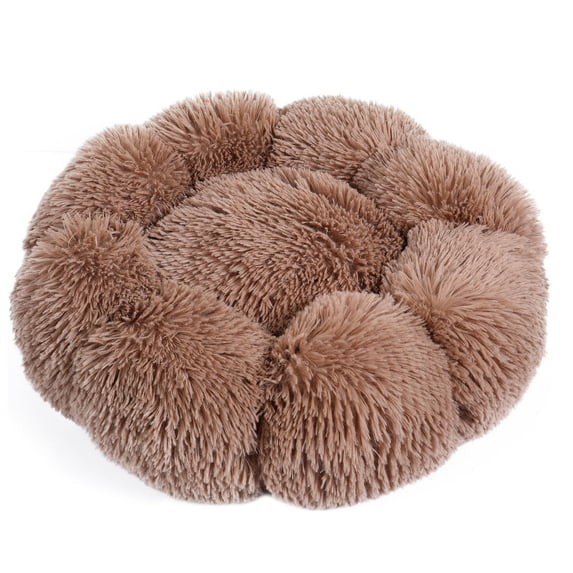 Sennaux Plush Dog Bed & Cat Bed Cozy Soft Flower-Shape Pet Bed,Khaki,31.5"