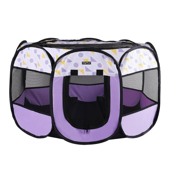 Sennaux Portable Pet Playpen Exercise Fence Crate Cage for Puppy Cat Dog, L