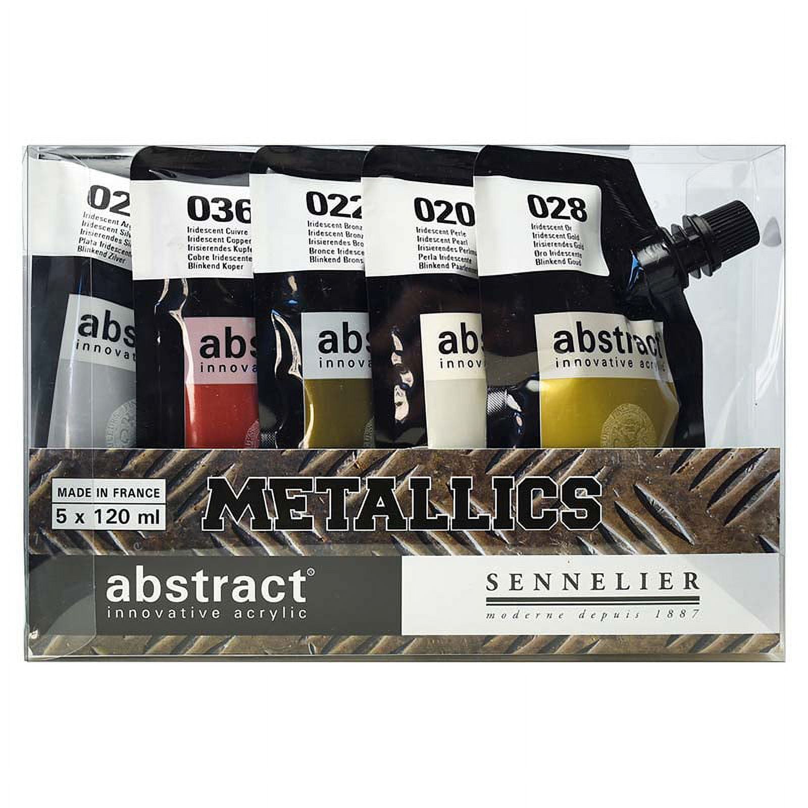 Sennelier Abstract Acrylic - Metallic, Set of 5 with Tips