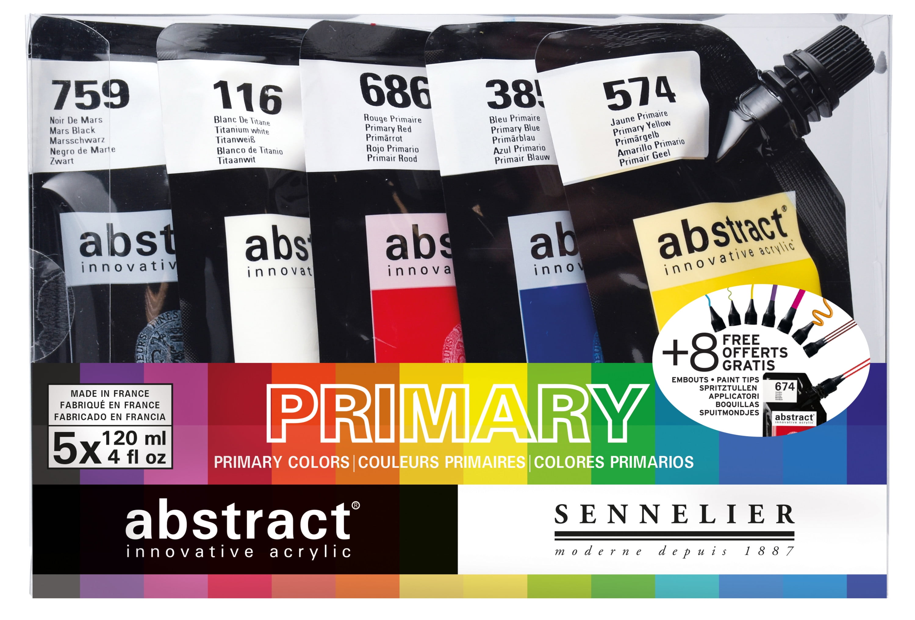 Sennelier Primary Colors Acrylic Paint Set with Tips