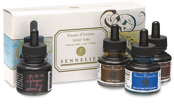 Sennelier Artist's Ink Set, 4-Bottles, 30ml