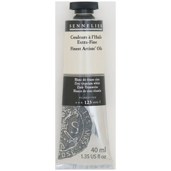 Sennelier Artists' Oil Color, 40ml Tube, Zinc / Titanium White S1