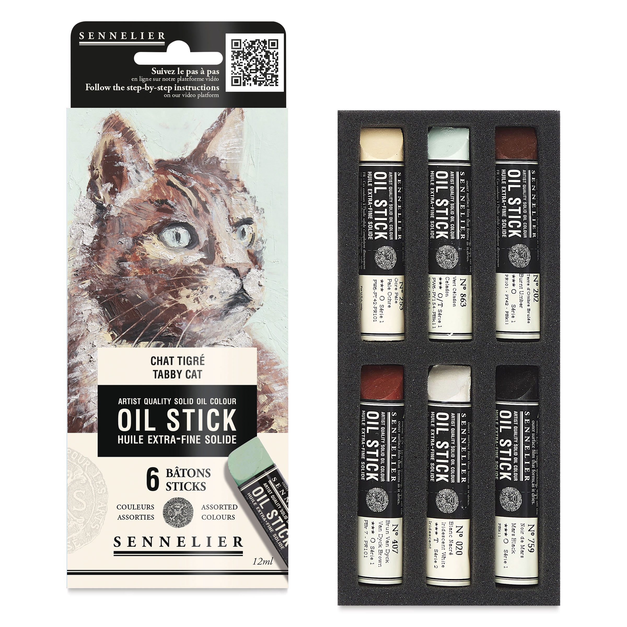 Sennelier Artists' Oil Sticks - Set of 6, Tabby Cat Colors