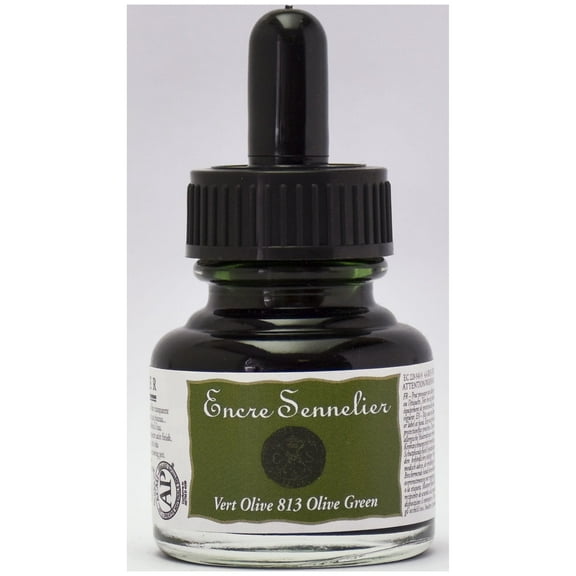 Sennelier Drawing Ink, 30ml Bottle, Olive Green