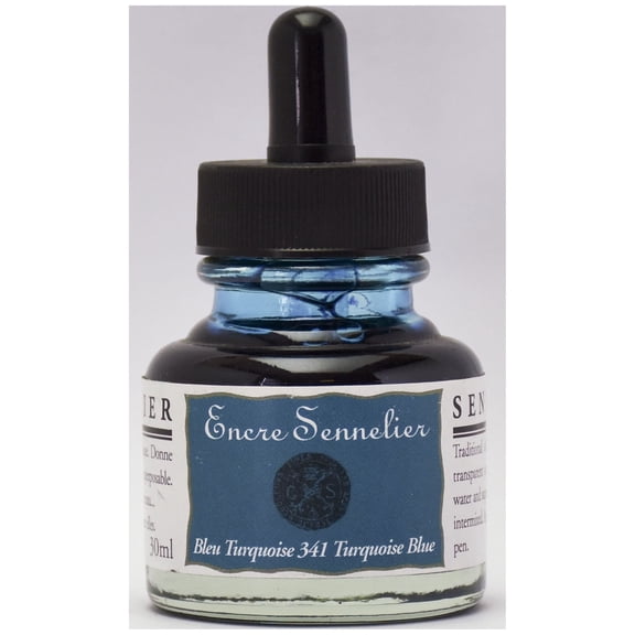 Sennelier Drawing Ink, 30ml Bottle, Turquoise Blue