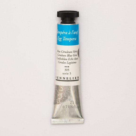 Sennelier Egg Tempera, 21m Tube, Cerulean Blue Genuine S5