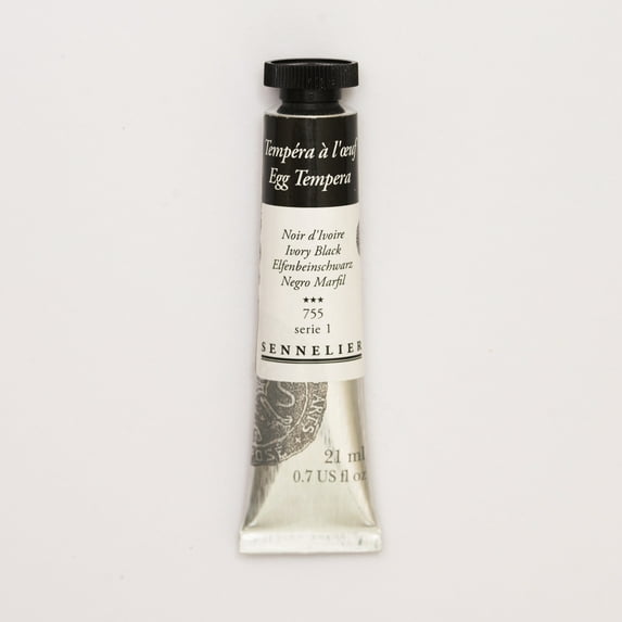 Sennelier Egg Tempera, 21m Tube, Ivory Black S1