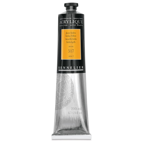 Sennelier Extra-Fine Artists' Acrylic Color, 200ml Tube, Indian Yellow S2