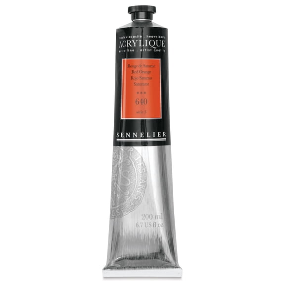 Sennelier Extra-Fine Artists' Acrylic Color, 200ml Tube, Red Orange S3