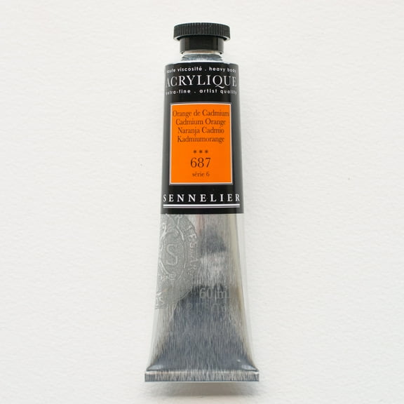Sennelier Extra-Fine Artists' Acrylic Color, 60ml Tube, Cadmium Orange S6