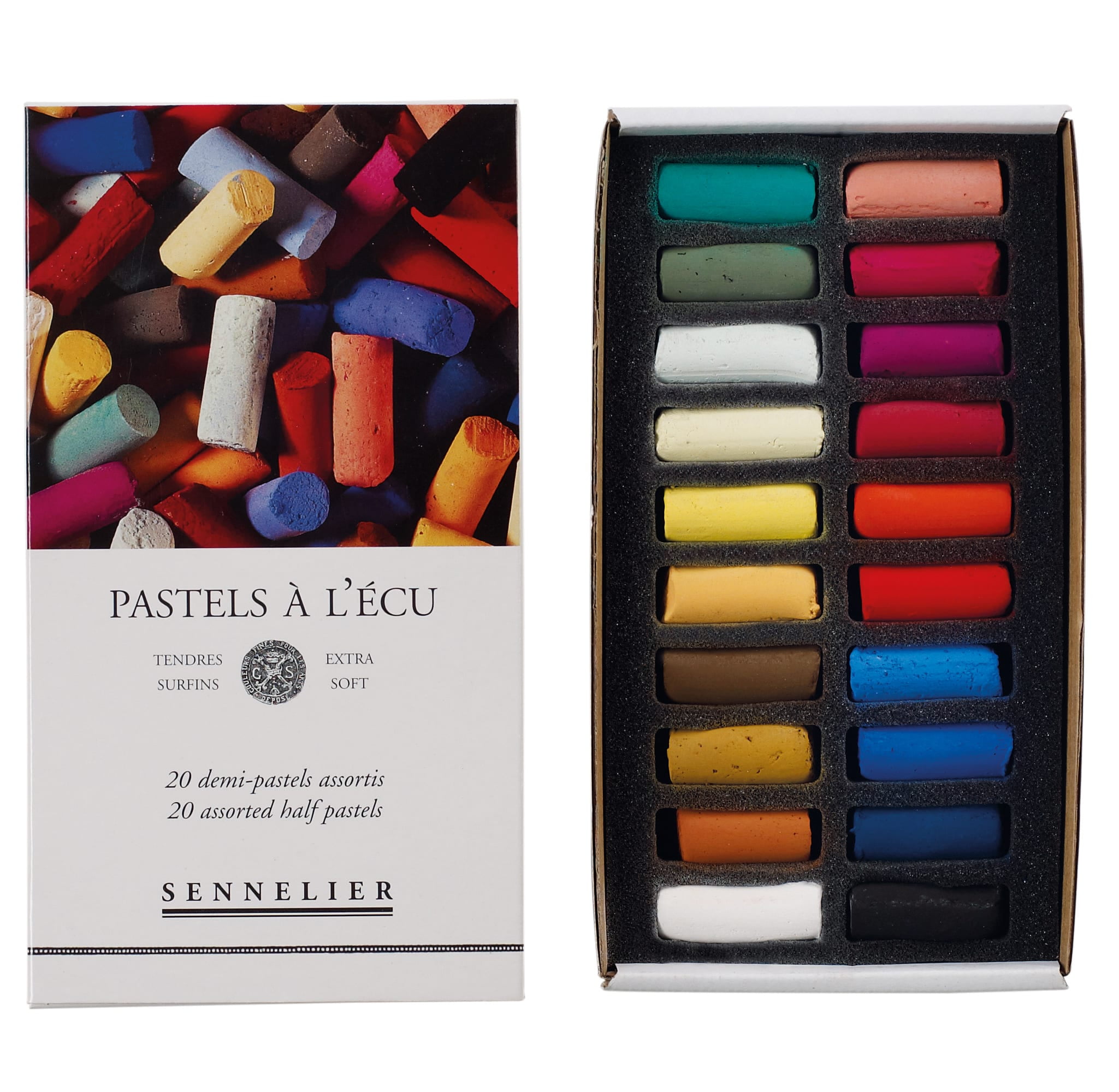 Sennelier Extra-Soft Pastel Half Stick Set, 20-Colors for Dry