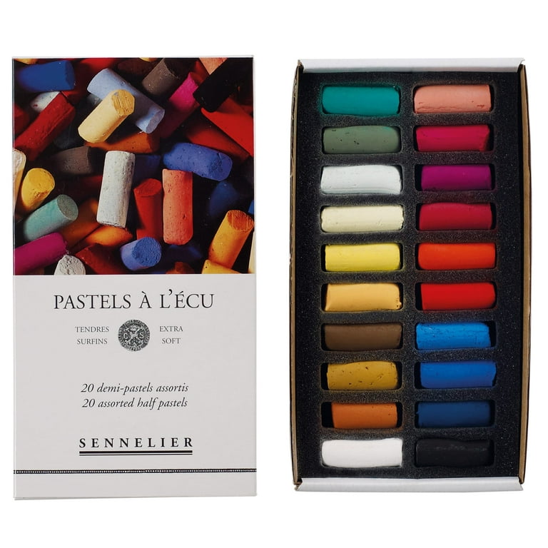 Sennelier Extra-Soft Pastel Half Stick Set, 20-Colors for Dry