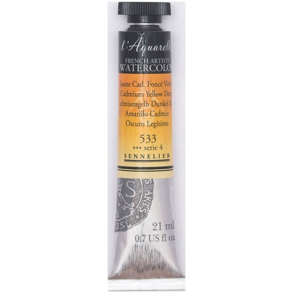 Sennelier French Artists' Watercolor, 21ml Tube, Cadmium Yellow Deep S4