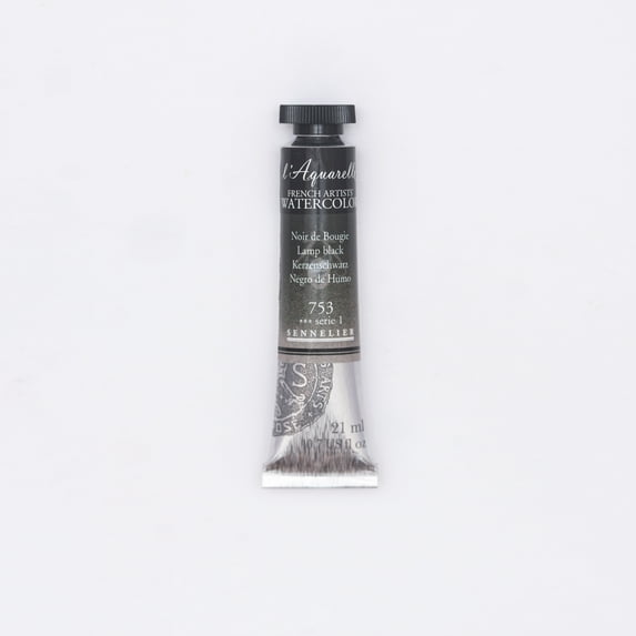 Sennelier French Artists' Watercolor, 21ml Tube, Lamp black S1