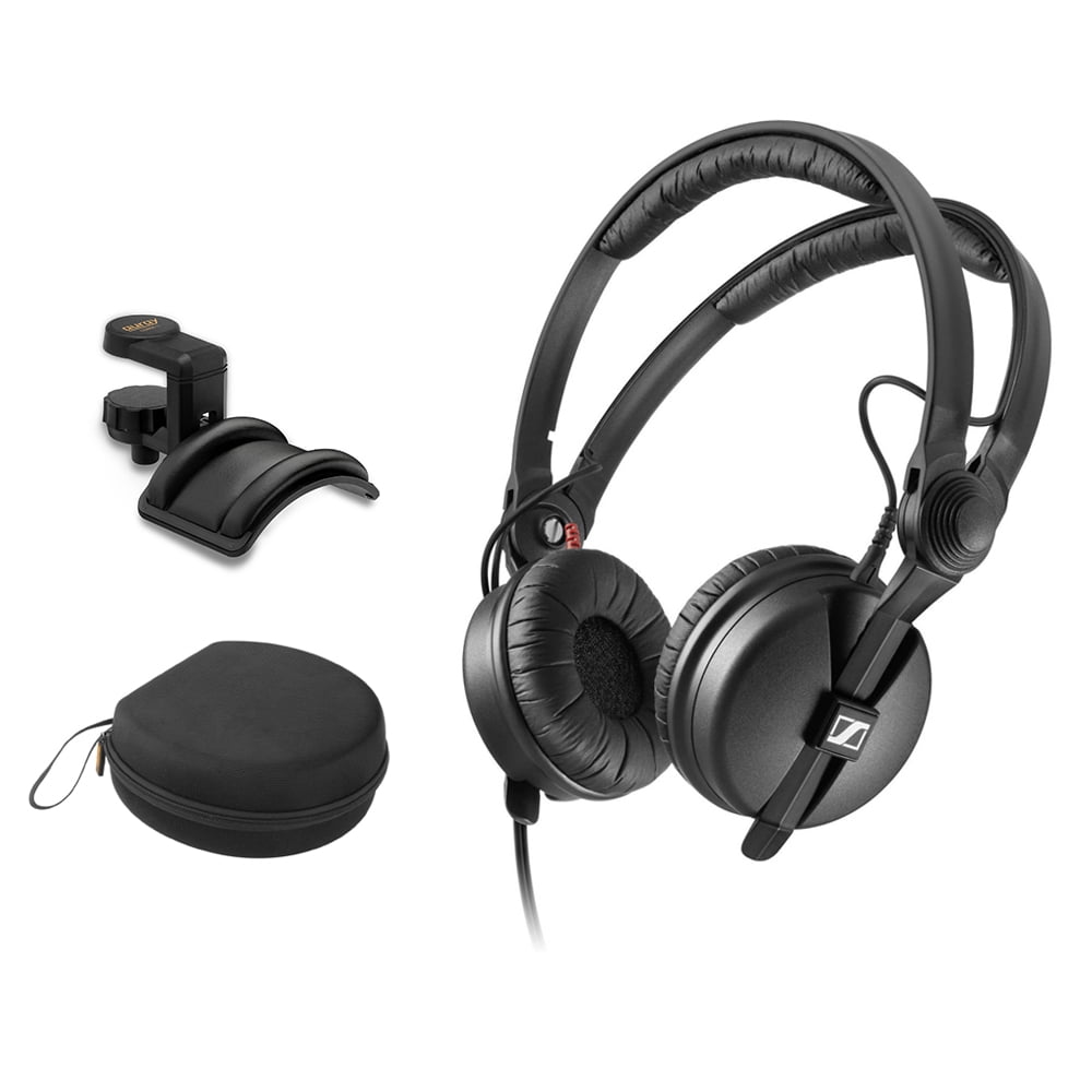 Sennheiser HD 25 Monitor Headphones with Headphone Case Padded Holder Bundle