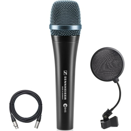 Sennheiser e945 Supercardioid Dynamic Handheld Microphone with 4-Inch Pop Filter and XLR Mic Cable