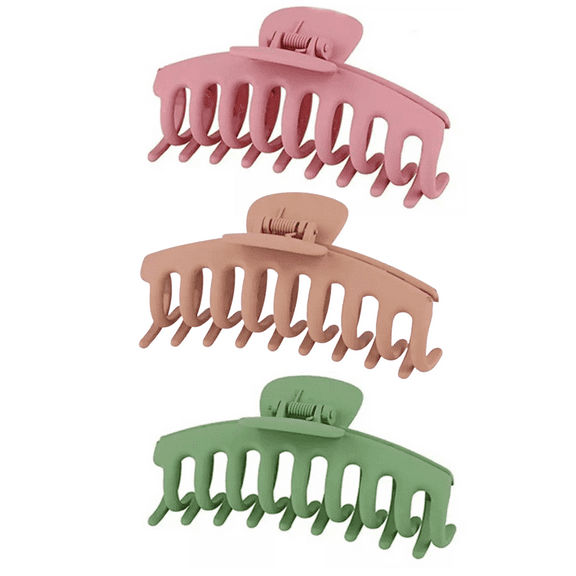 Senntech Large Claw Hair 4” Hair Clips 4 inch Nonslip Strong Hold (3 Pack) Colors Pink, Peach, Green
