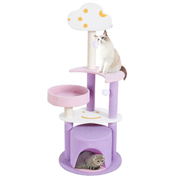 Sennuax 49" Cat Tree Tower with Sisal Scratching Posts Condo for Indoor Small Cats