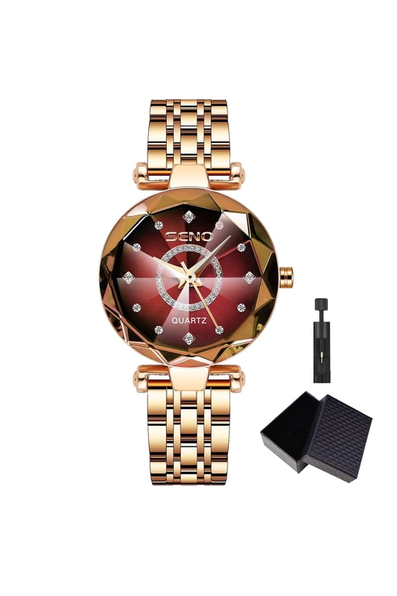 Women's Watch Fashion Ocean Crystal Ladies Quartz Wristwatches Diamond Watch for Female with Gift Box