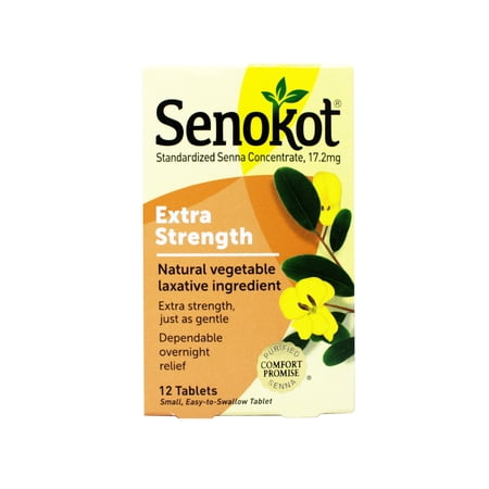 Senokot Extra Strength Natural Vegetable Ingredient Laxative 12 Tablets Each