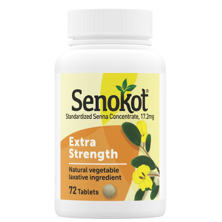 Senokot Extra Strength Natural Vegetable Laxative for Gentle Overnight Relief Occasional Constipation, 72 Count