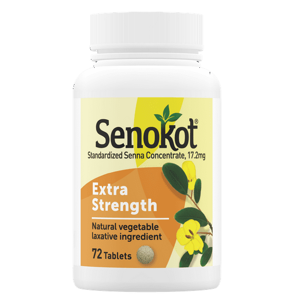 Senokot Extra Strength Natural Vegetable Laxative for Gentle Overnight Relief Occasional Constipation, 72 Count