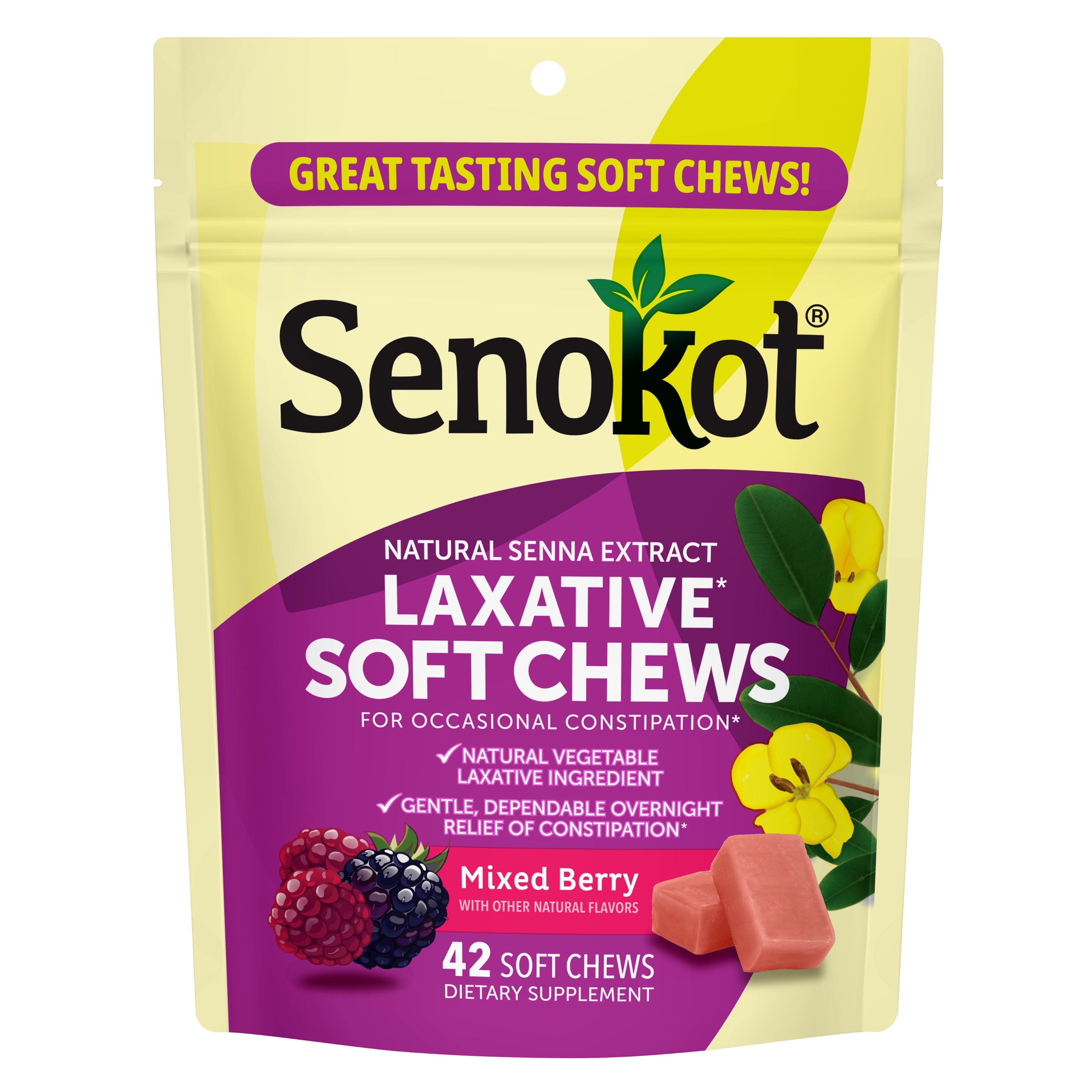 Senokot Laxative Soft Chews, Overnight Constipation Relief with