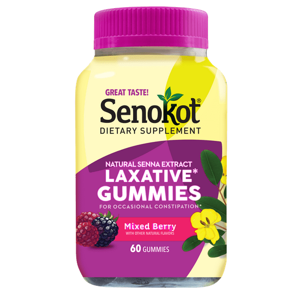 SenokotĀ® Natural Senna Laxative* Gummies, Mixed Berry, 60 Ct