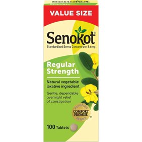 Senokot Regular Strength Tablets, Natural Vegetable Laxative Ingredient, 100 Count