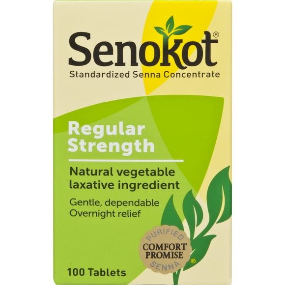 Senokot Regular Strength Tablets Natural Vegetable Laxative Ingredient, 100 Count