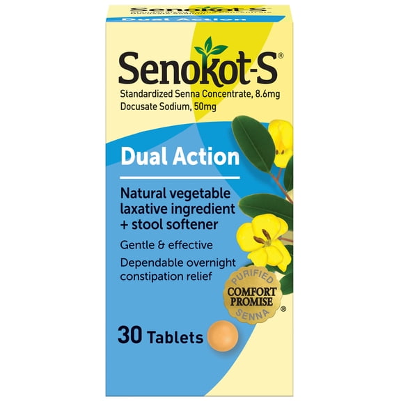 Senokot-S Dual Action Laxative & Stool Softener, 30 Senna Tablets