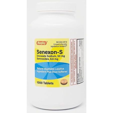 Senokot-S Generic for Senokot-S Docusate Sodium, Sennosides Laxative Tablets, 1000 Count