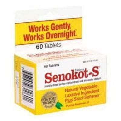 Senokot-S Natural Vegetable Laxative Ingredient Plus Stool Softener Tablets - 60 Ea, 2 Pack