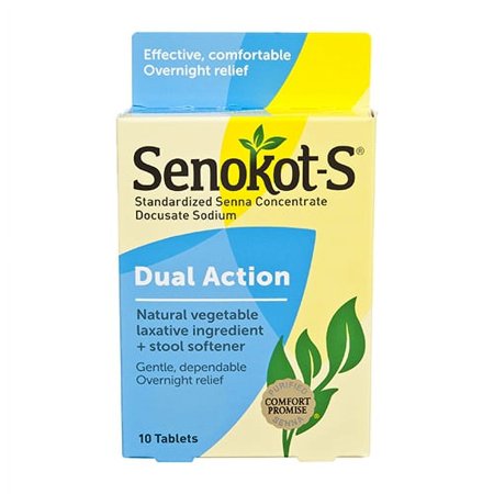 Senokot-S Natural Vegetable Laxative Plus Stool Softener Tablets, 10 Ea