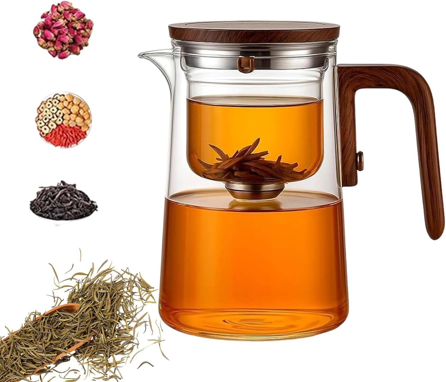 Image showcasing Senomi Infusion Glass Pot,Magnetic Tea Pot with Infusers,, for Loose ...