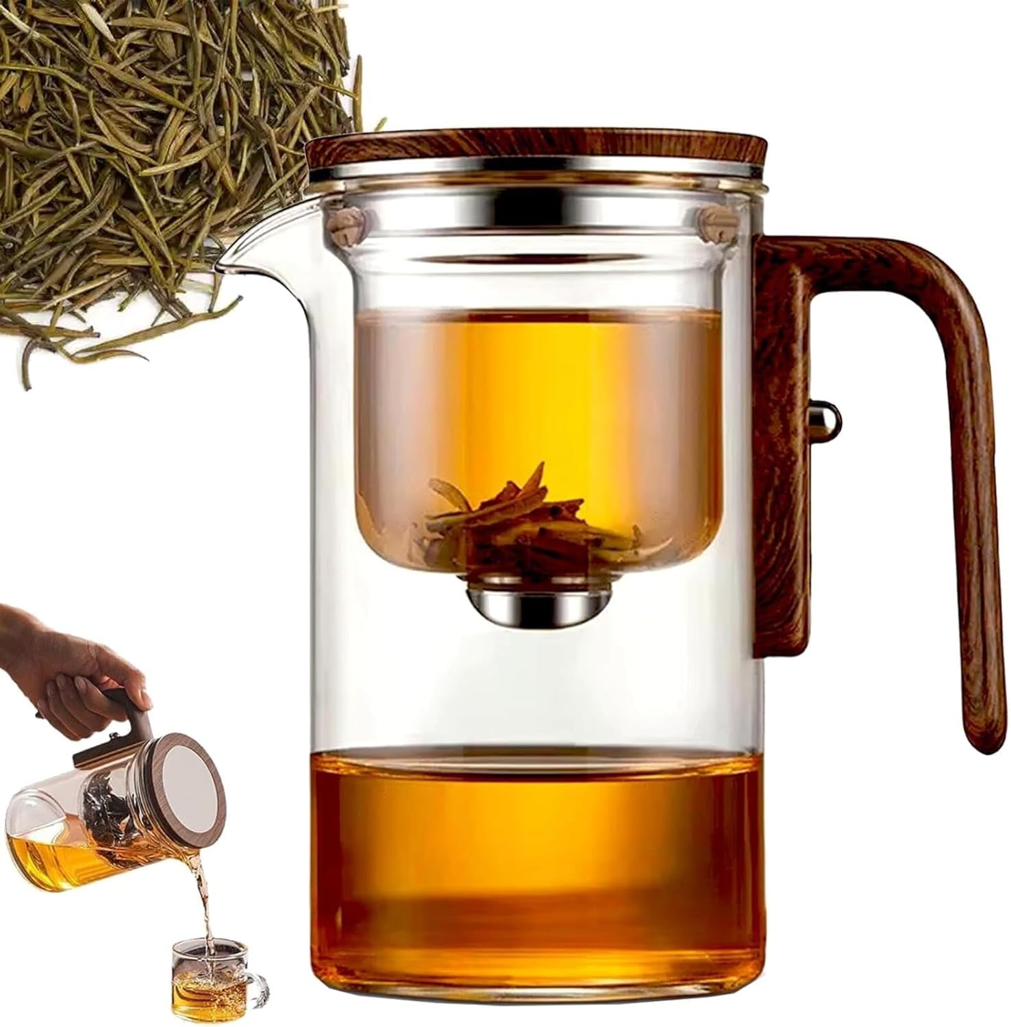 Senomi Infusion Glass Pot, Magnetic Teapot with Infusers for Loose Tea ...