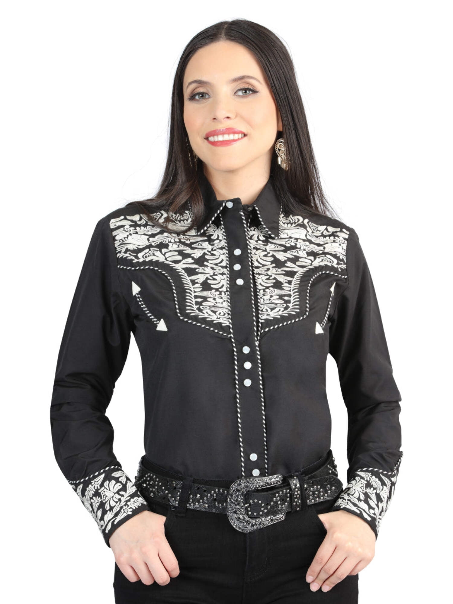 Senor De Los Cielos Embroidery Shirt Beige/Dark Camel 44345
