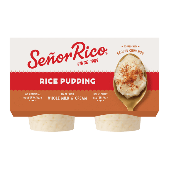 Senor Rico Rice Pudding Snack, Refrigerated in Individual Sealed Plastic Cups, 3.75 oz, 4 Count, Gluten-Free