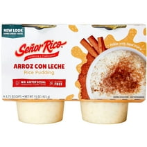 Senor Rico Rice Pudding Snack, Refrigerated in Individual Sealed Plastic Cups, 3.75 oz, 4 Count