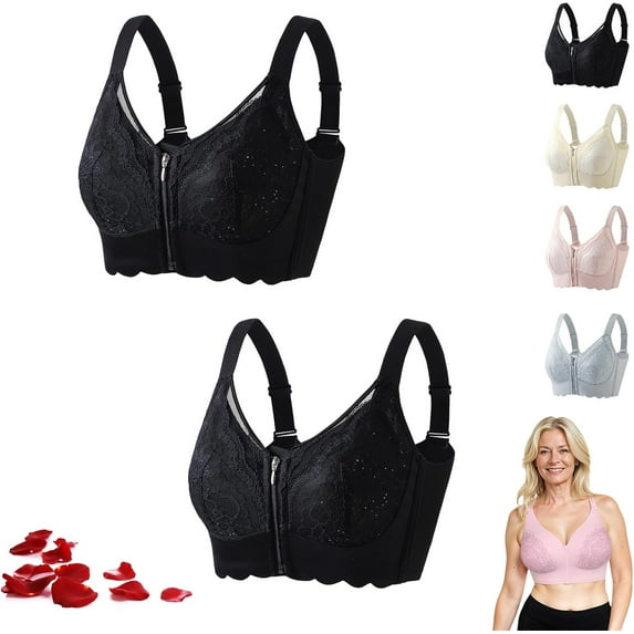 Senorita Zip up Bra, Senorata - Uplacy - Zip-up Powerful Support Comfy Bra, Ziplacy Women's Zip Front Sports Wireless