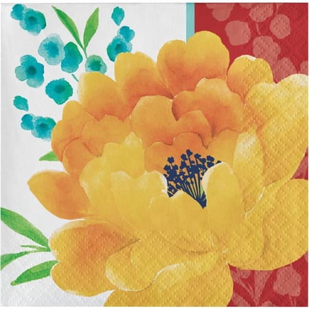 Sens 338388 9.8 x 9.75 in. 2-Ply Beautiful Blossoms Beverage Napkin - 24 Count
