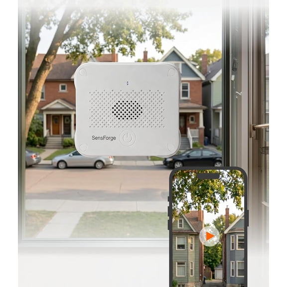 SensForge 1080p Window Camera, Wire-Free Battery-Powered Security Camera for Home, Free Smart Human, Vehicle & Animal Detection, 2-Day Cloud + SD Storage, Two-Way Talk, Easy No-Drill Setup