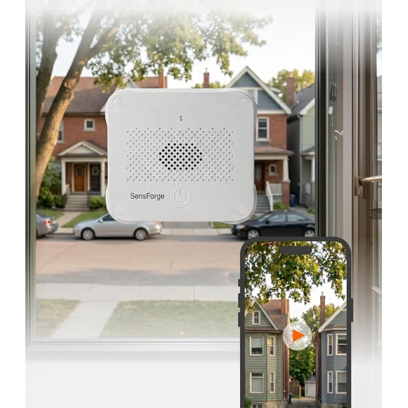 SensForge 1080p Window Camera, Wire-Free Battery-Powered Security Camera for Home, Free Smart Human, Vehicle & Animal Detection, 2-Day Cloud + SD Storage, Two-Way Talk, Easy No-Drill Setup