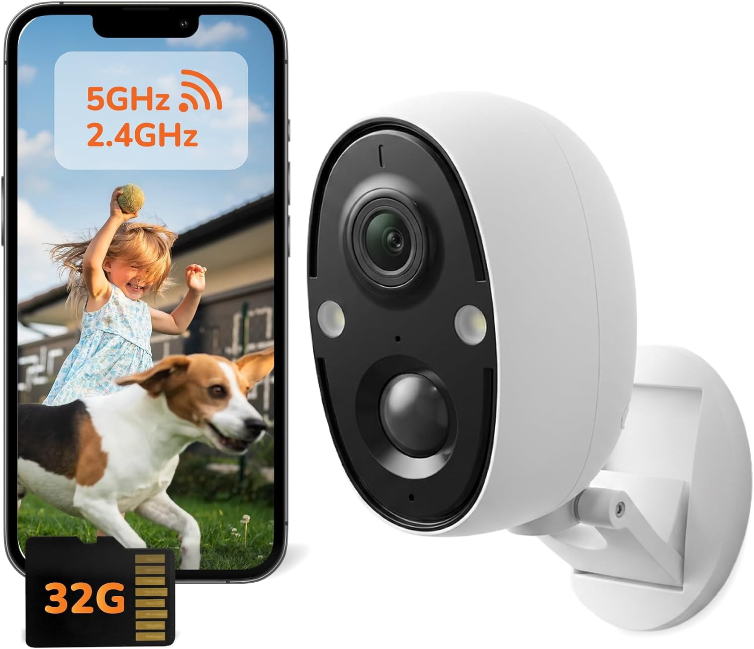 SensForge 2.5K Indoor/Outdoor Battery Camera, Dual-Band WiFi, Smart AI ...