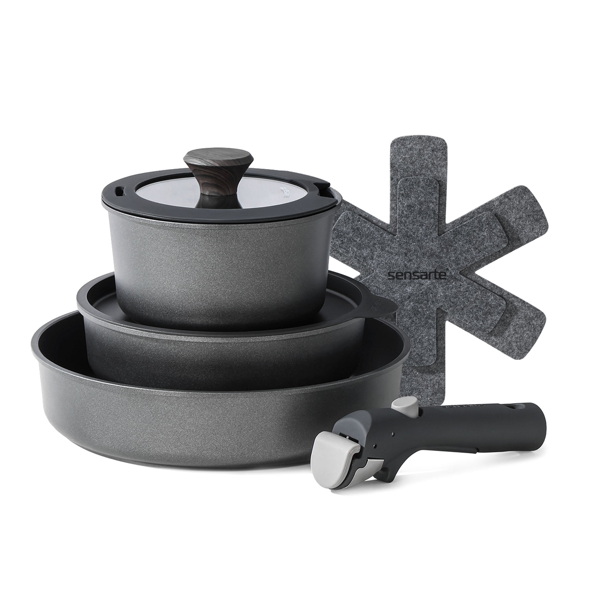 SENSARTE Nonstick Pots and Pans Set with Detachabl