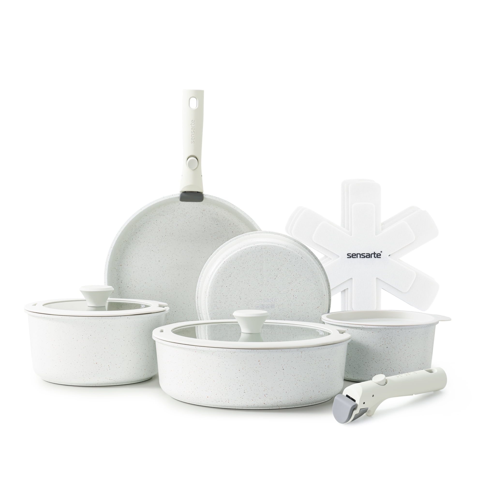 Sensarte Pots and Pans Set Nonstick with Detachable Handles, 14pcs