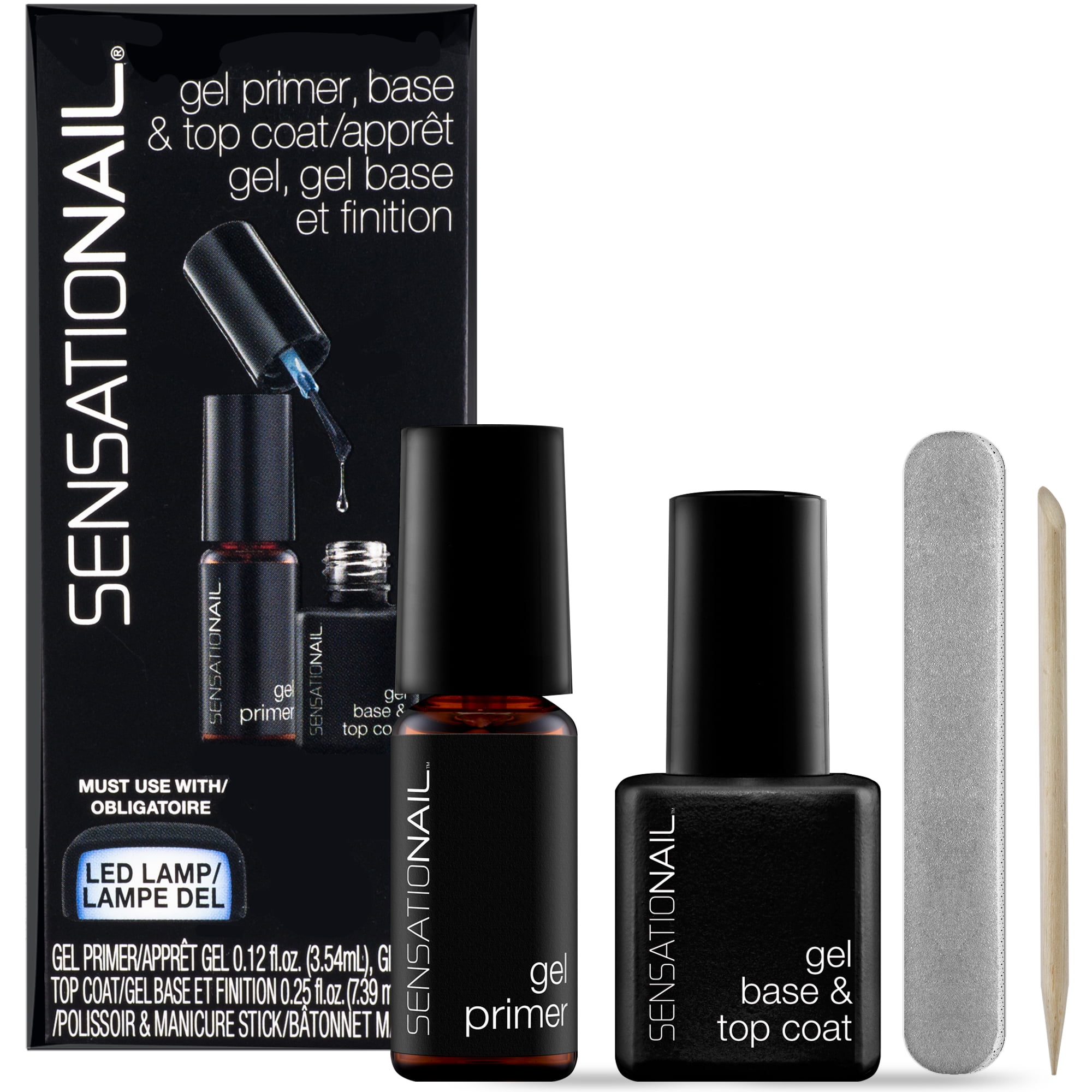 SensatioNail Gel Primer, Base & Top Coat (Clear), 0.12 & 0.25 fl oz