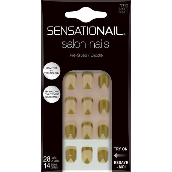 SensatioNail Preglue, Short Design, Gold Geometric