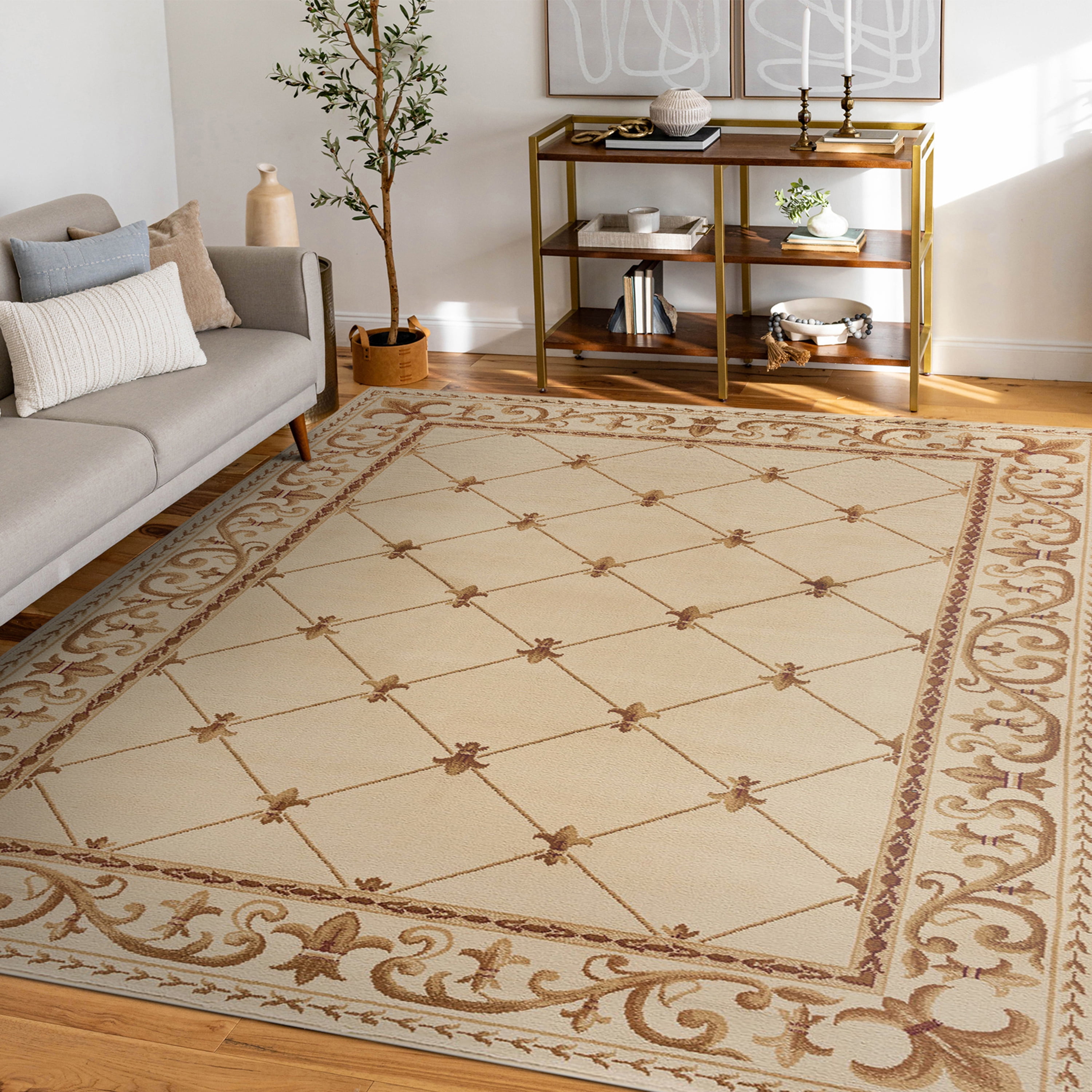 Sensation Traditional 10.6' x 14.6' Ivory and Beige Polypropylene Indoor Area Rug